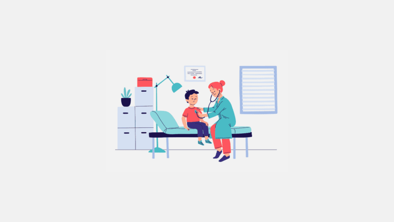 A doctor is doing checkup on a child